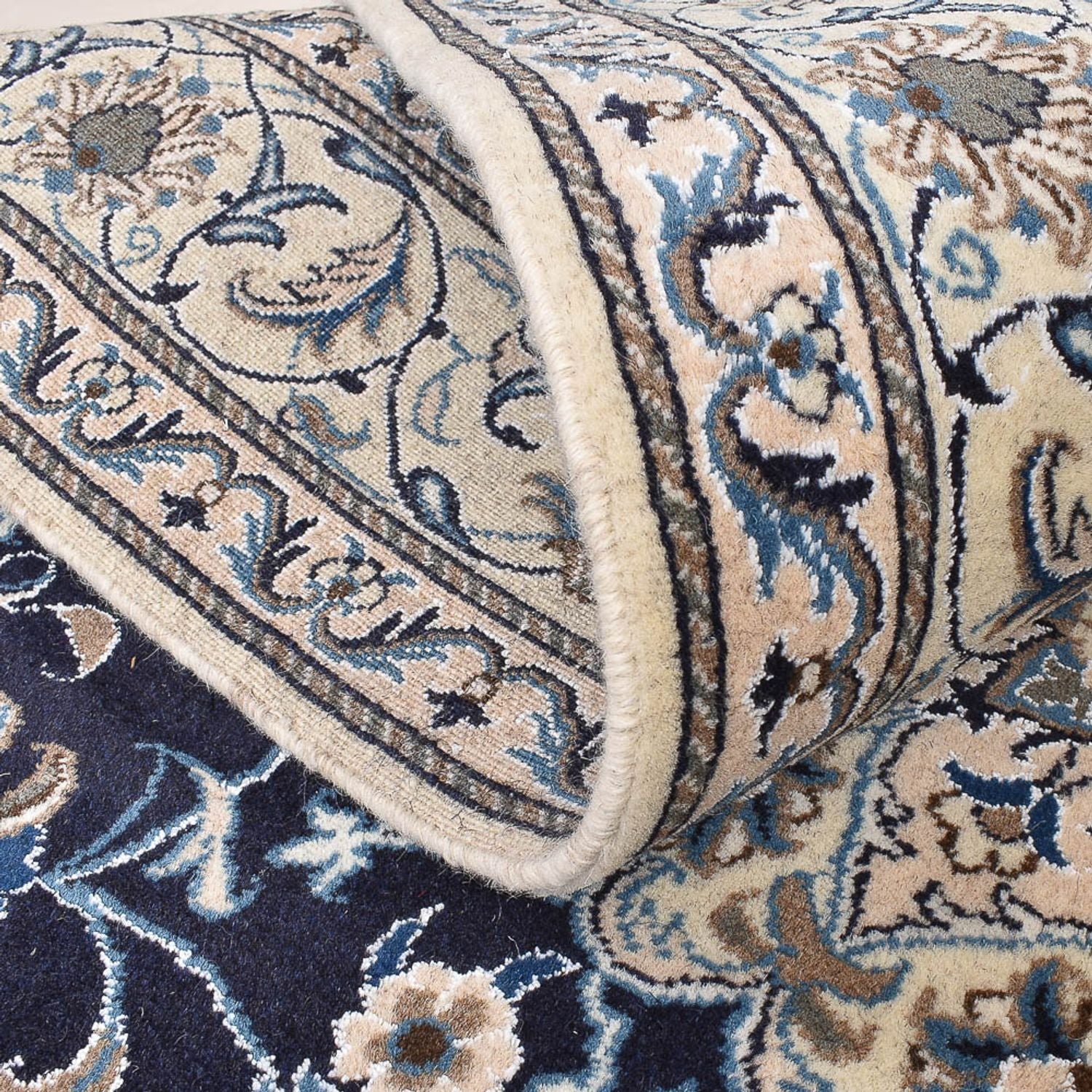 Tapis persan - Nain - 239 x 165 cm - bleu foncé