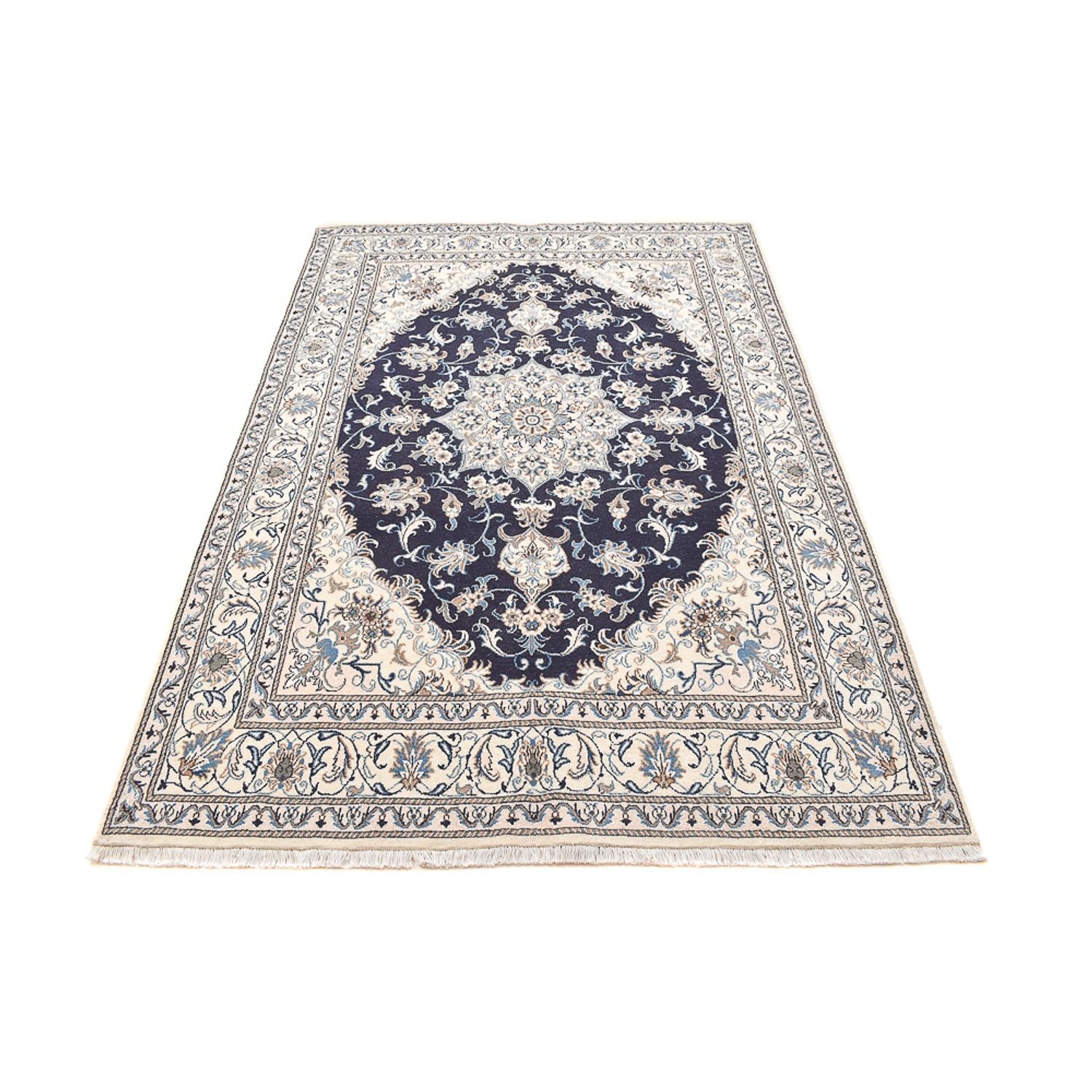 Tapis persan - Nain - 239 x 165 cm - bleu foncé