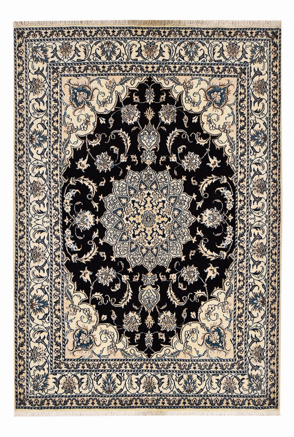Tapis persan - Nain - 210 x 149 cm - bleu foncé
