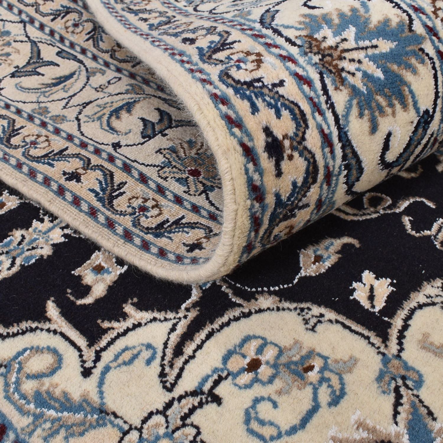 Tapis persan - Nain - 210 x 149 cm - bleu foncé