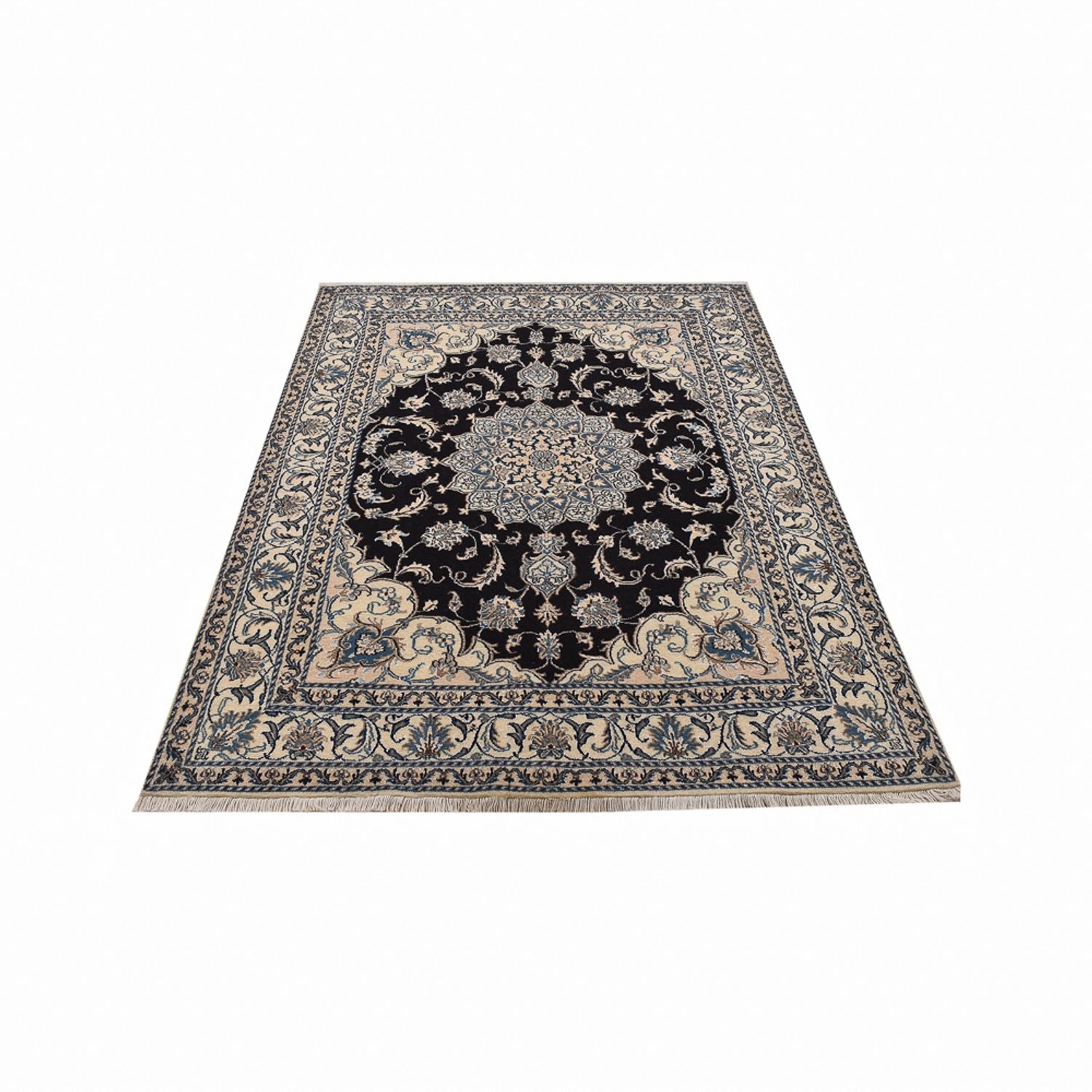 Tapis persan - Nain - 210 x 149 cm - bleu foncé