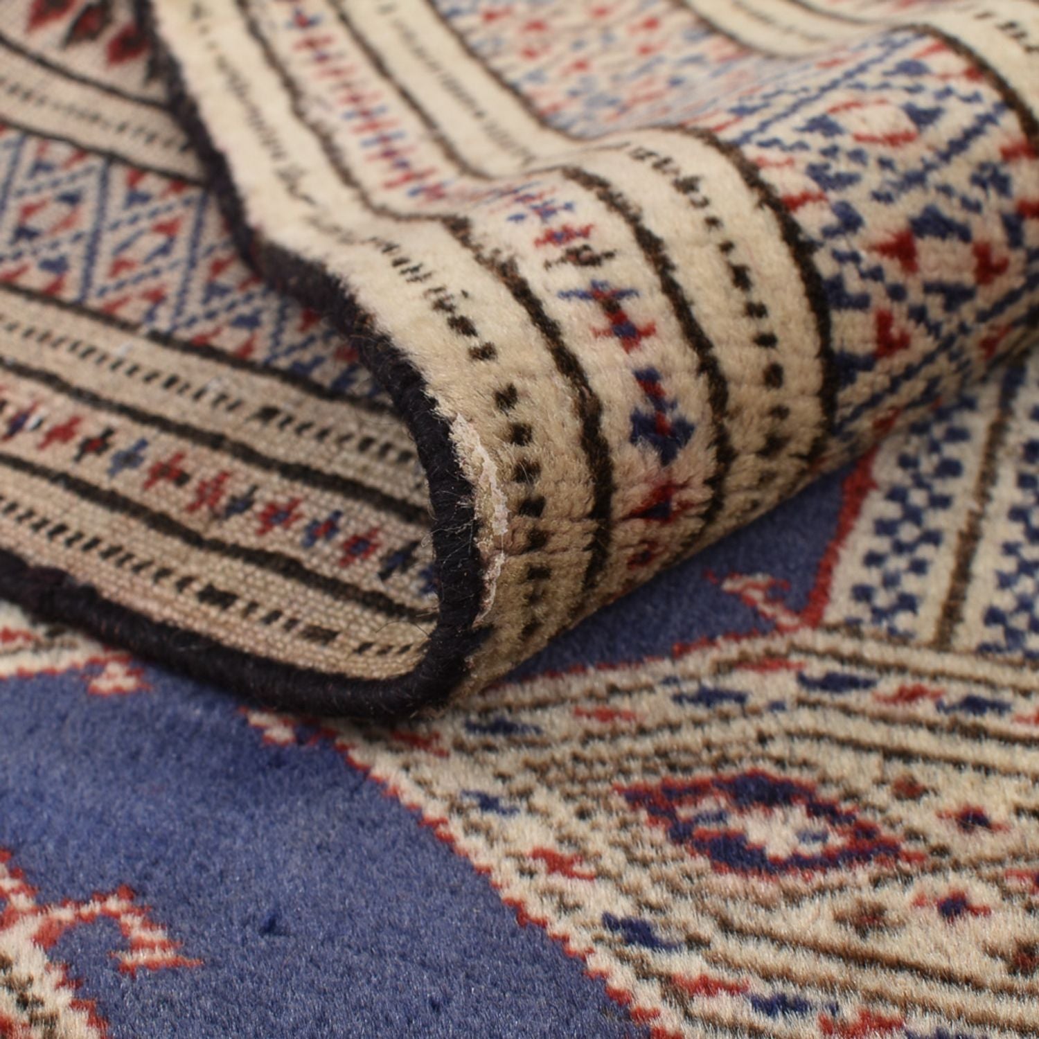 Tapis Turkaman - 136 x 101 cm - bleu foncé