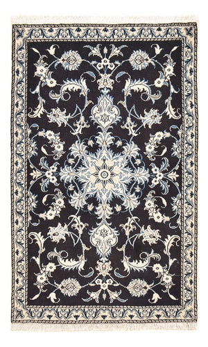 Tapis persan - Nain - 141 x 90 cm - bleu foncé