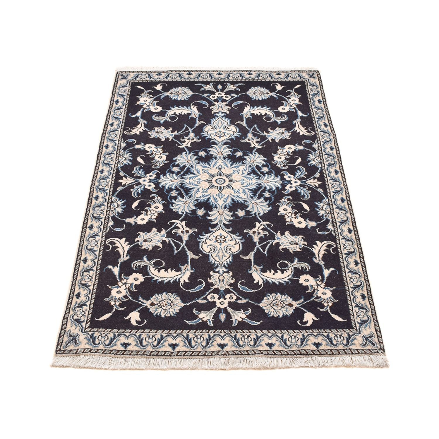 Tapis persan - Nain - 141 x 90 cm - bleu foncé