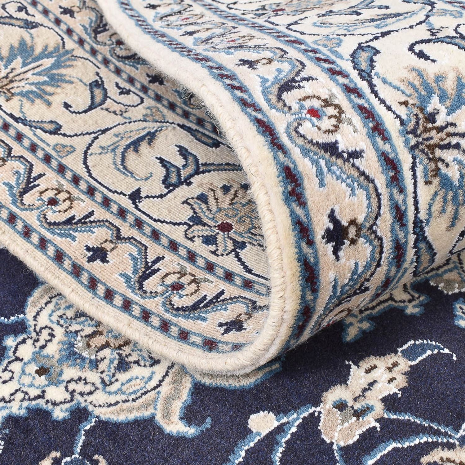 Tapis persan - Nain - 198 x 149 cm - bleu foncé