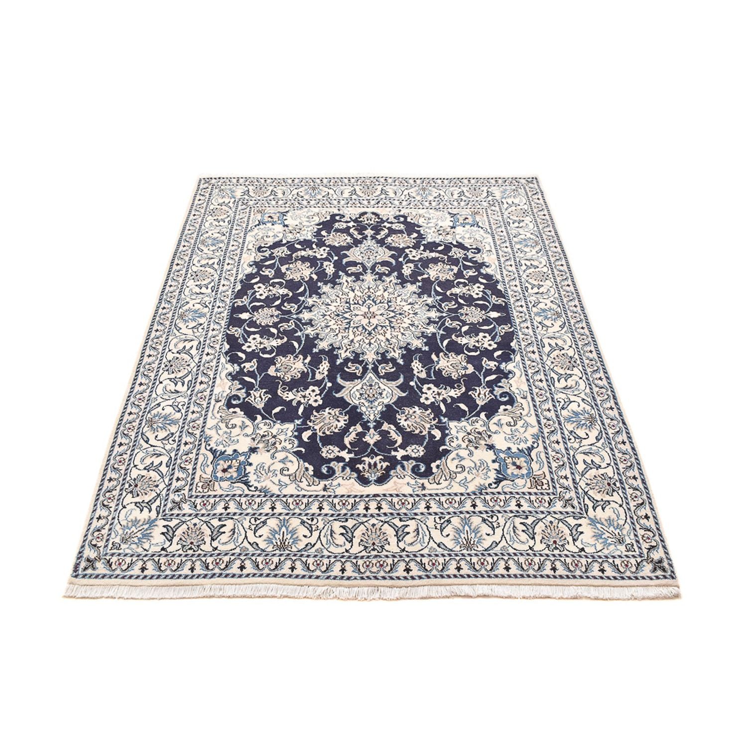 Tapis persan - Nain - 198 x 149 cm - bleu foncé