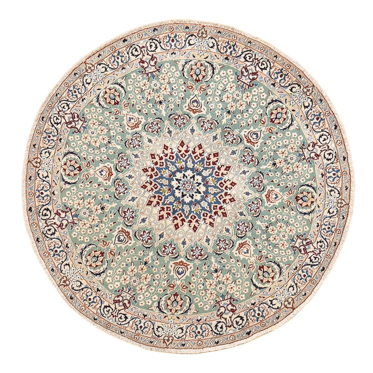 Tapis persan - Nain - Royal ronde  - 139 x 139 cm - vert clair