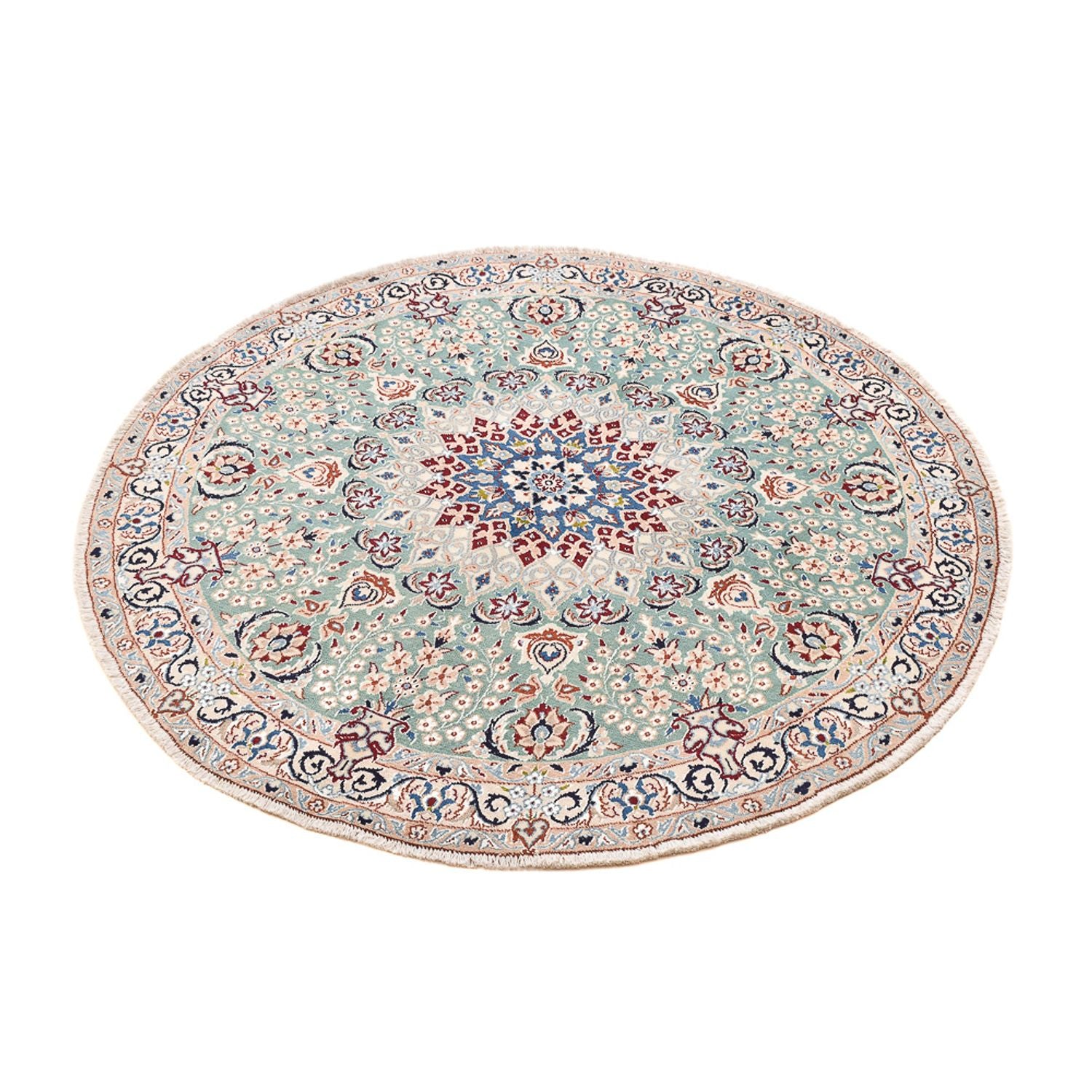 Tapis persan - Nain - Royal ronde  - 139 x 139 cm - vert clair