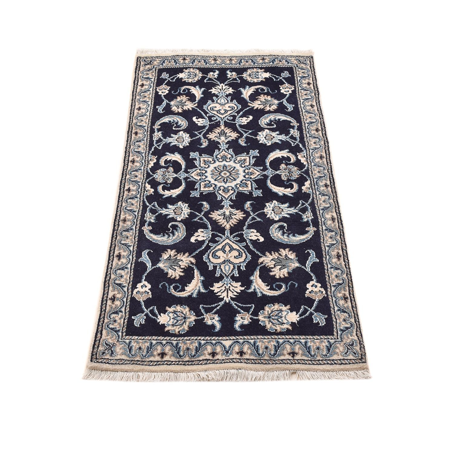 Tapis persan - Nain - 141 x 67 cm - bleu foncé