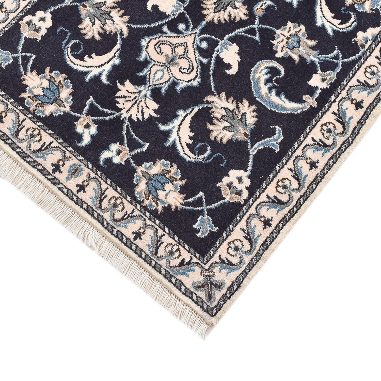 Tapis persan - Nain - 136 x 70 cm - bleu foncé