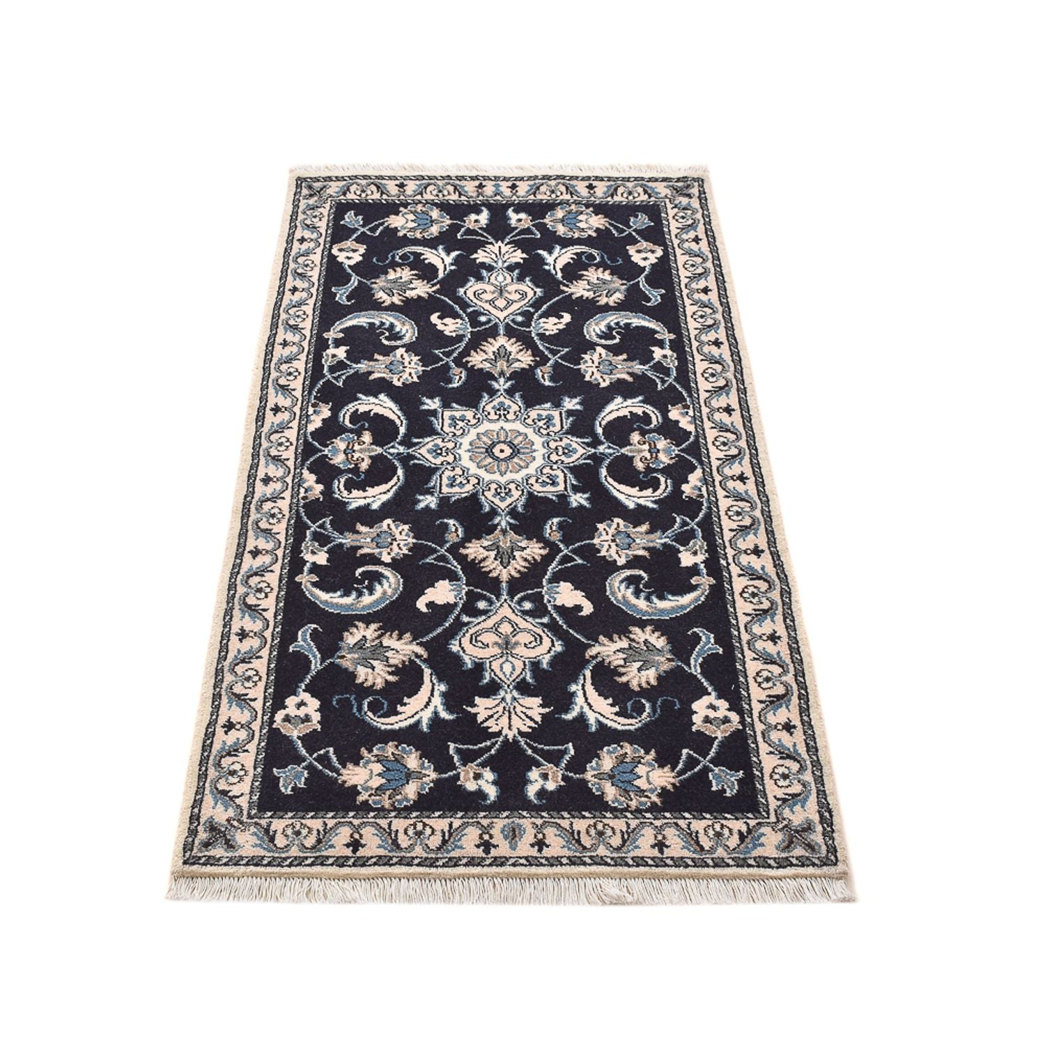 Tapis persan - Nain - 136 x 70 cm - bleu foncé