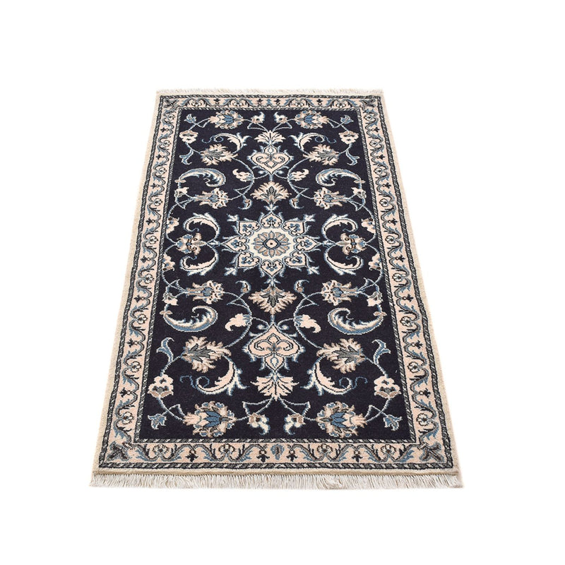 Tapis persan - Nain - 136 x 70 cm - bleu foncé