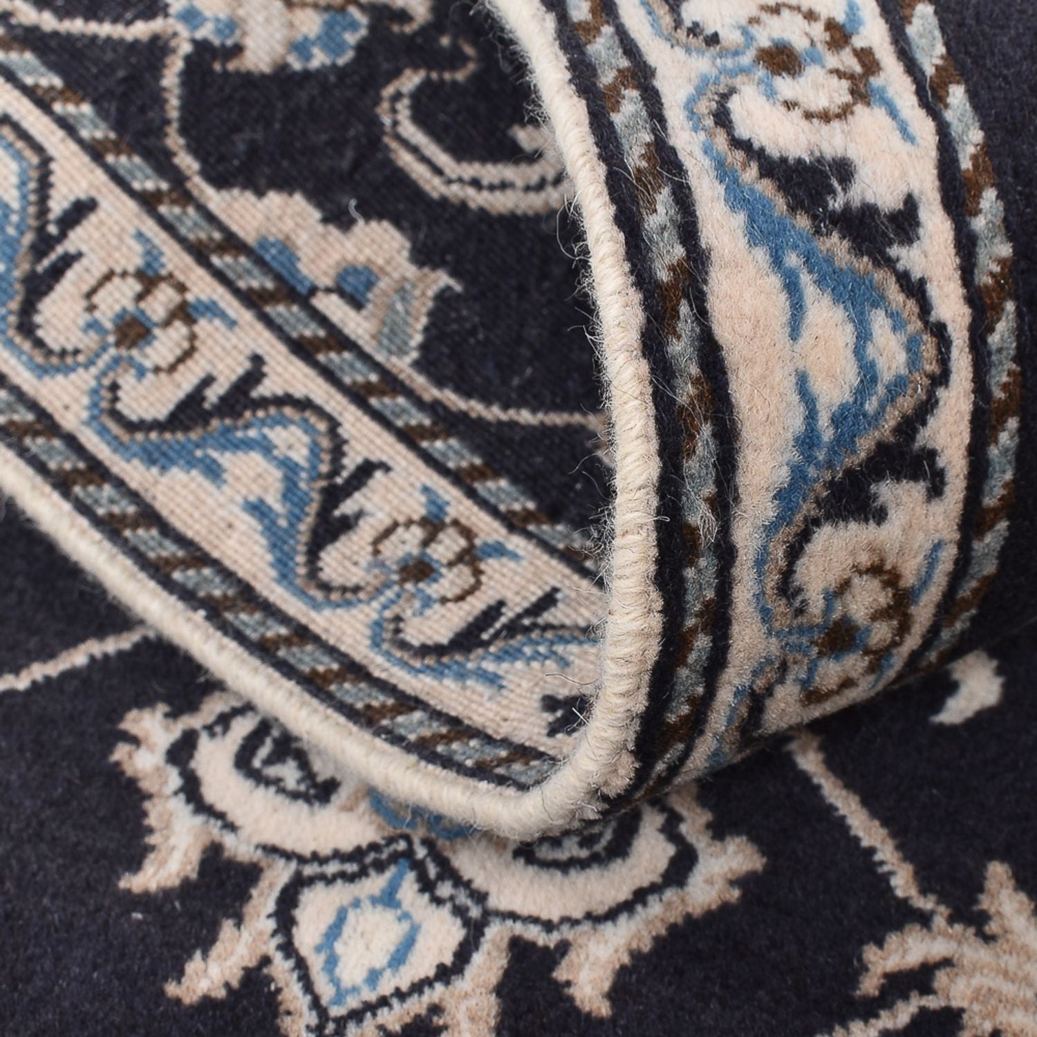 Tapis persan - Nain - 136 x 70 cm - bleu foncé