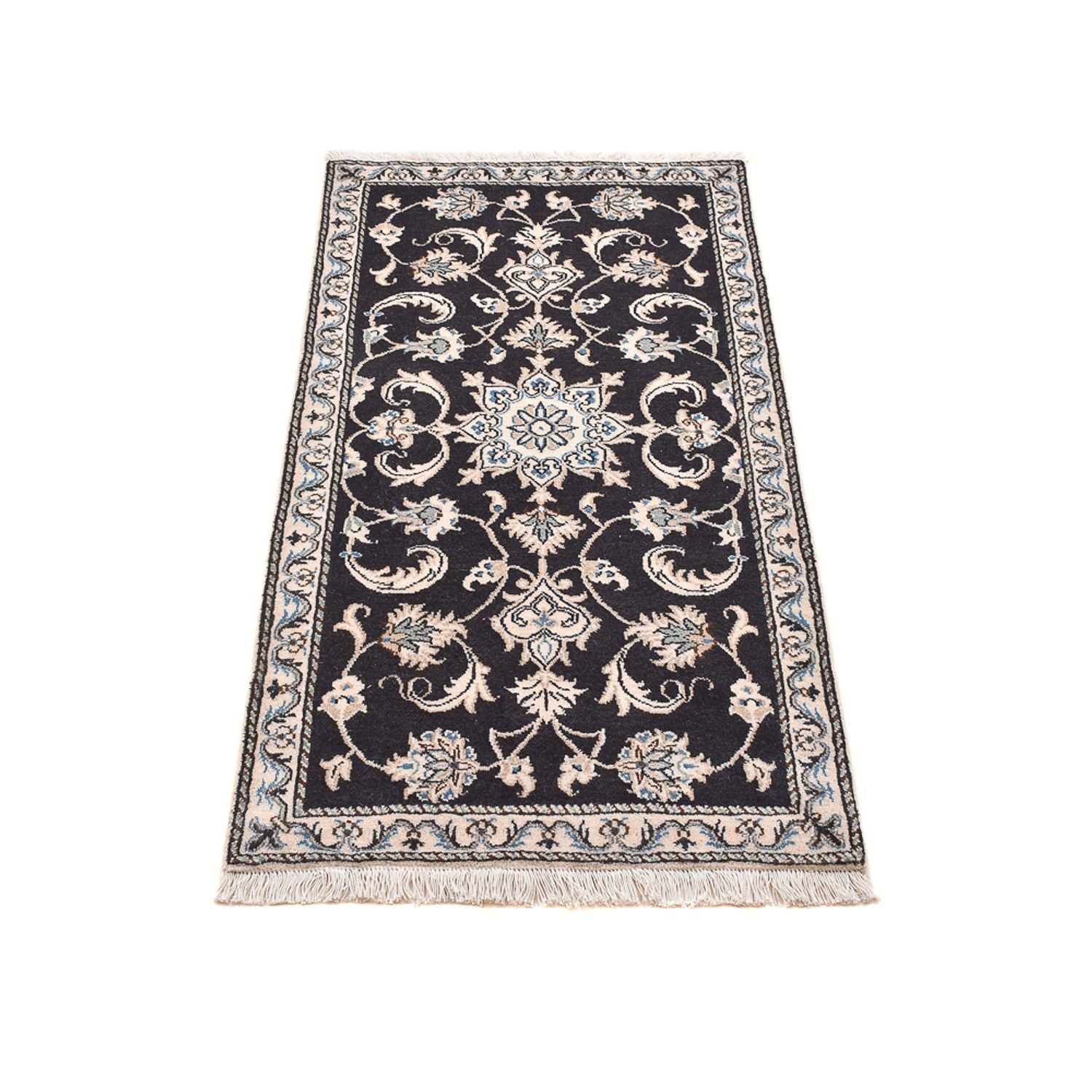 Tapis persan - Nain - 136 x 70 cm - bleu foncé