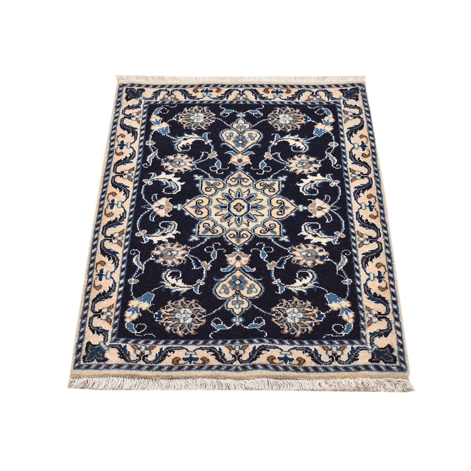 Tapis persan - Nain - 90 x 60 cm - bleu foncé