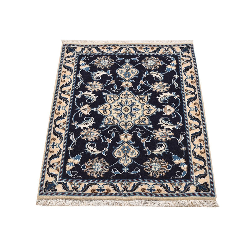 Tapis persan - Nain - 90 x 60 cm - bleu foncé