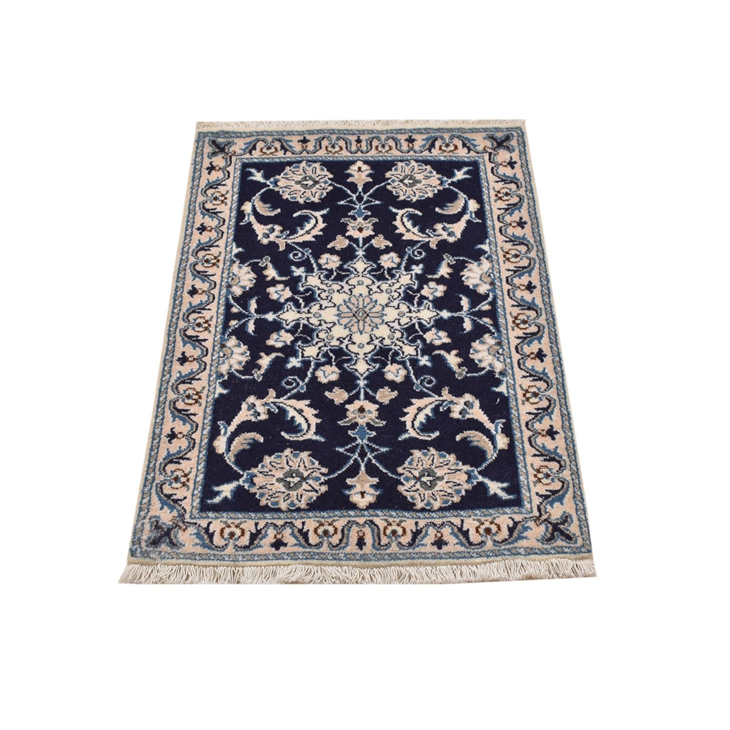 Tapis persan - Nain - 90 x 60 cm - bleu foncé