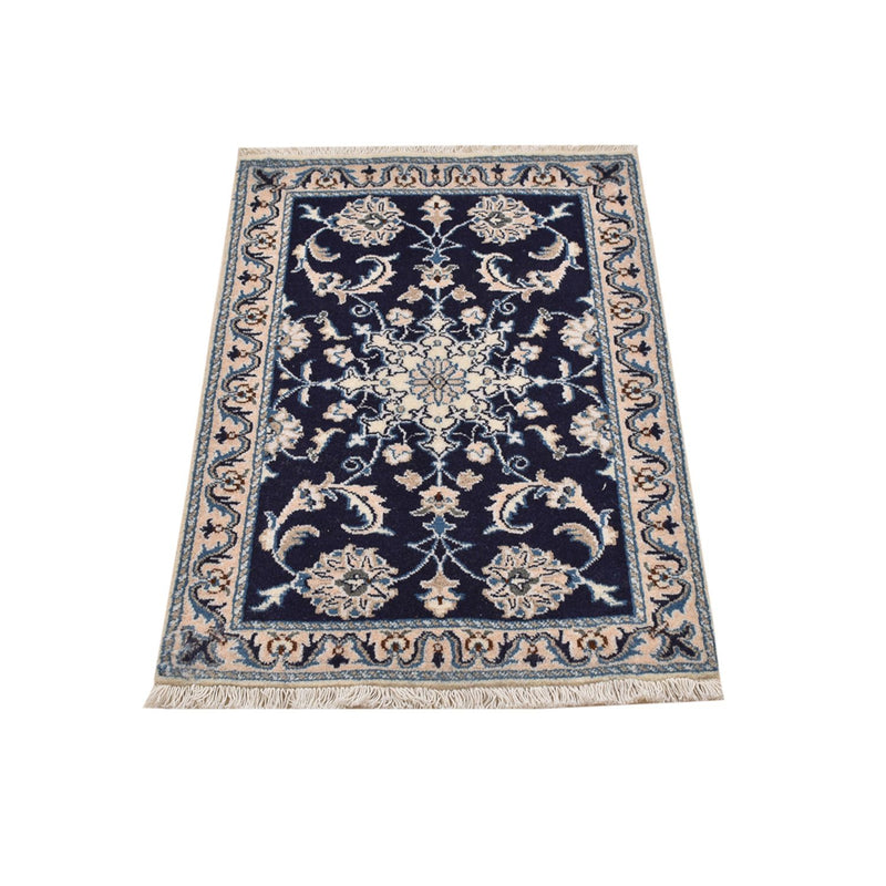 Tapis persan - Nain - 90 x 60 cm - bleu foncé