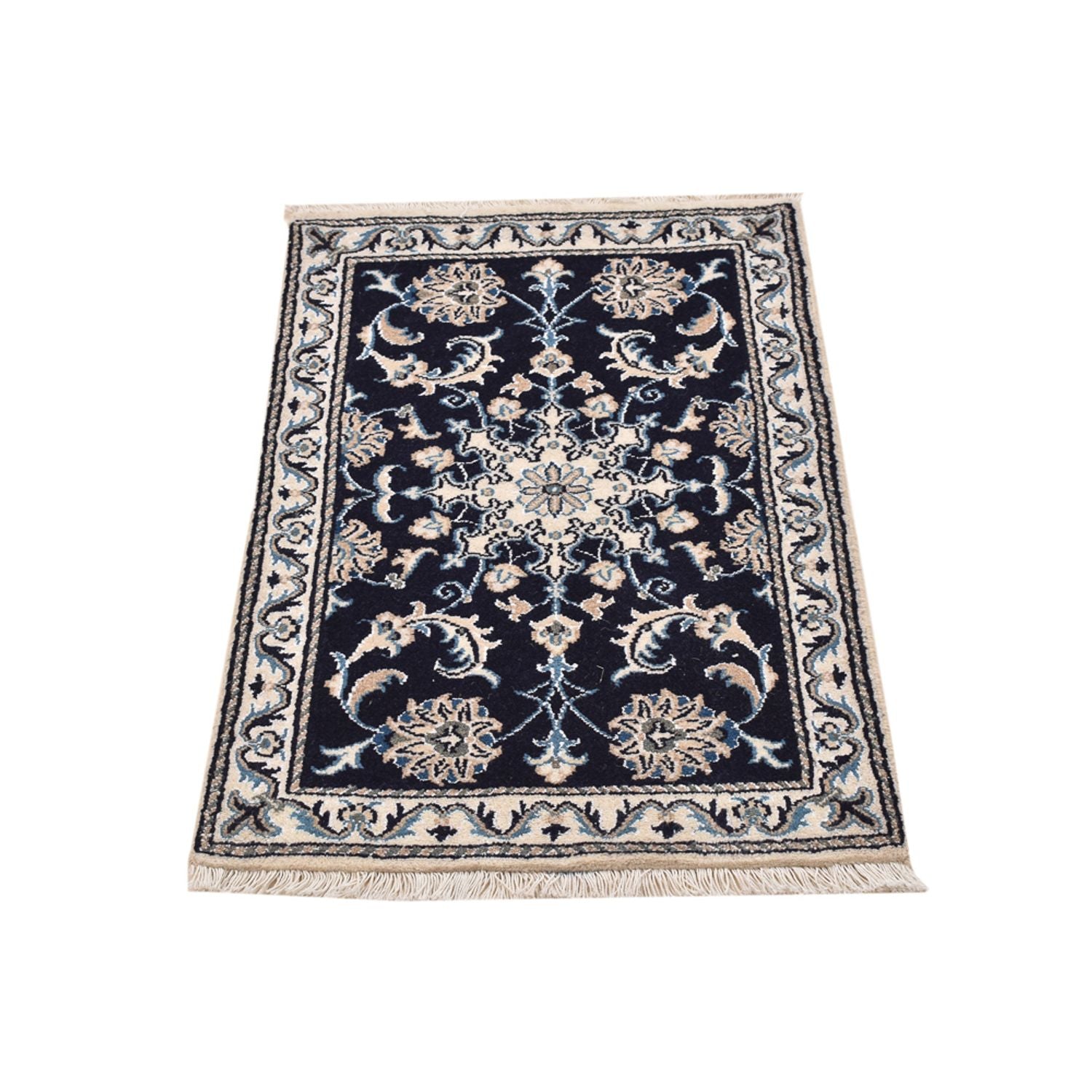 Tapis persan - Nain - 90 x 57 cm - bleu foncé