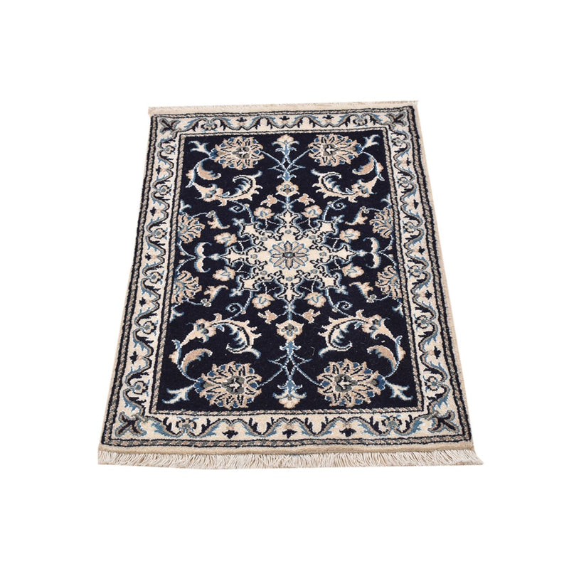 Tapis persan - Nain - 90 x 57 cm - bleu foncé
