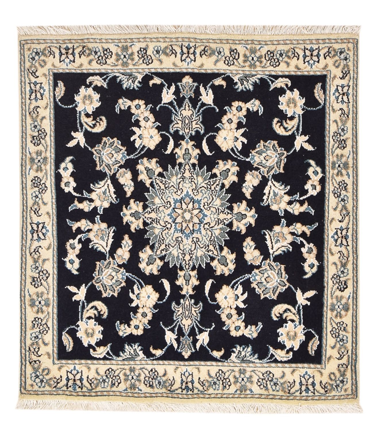Tapis persan - Nain carré  - 103 x 96 cm - bleu foncé