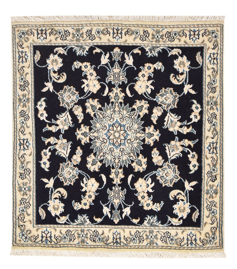 Tapis persan - Nain carré  - 103 x 96 cm - bleu foncé