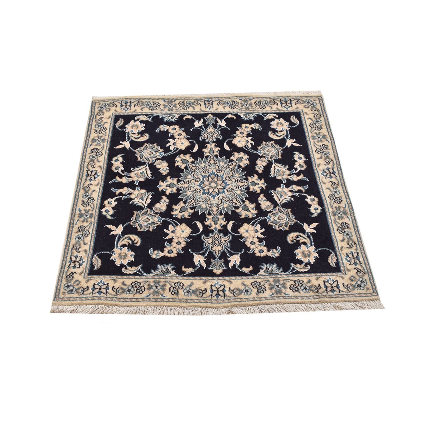 Tapis persan - Nain carré  - 103 x 96 cm - bleu foncé
