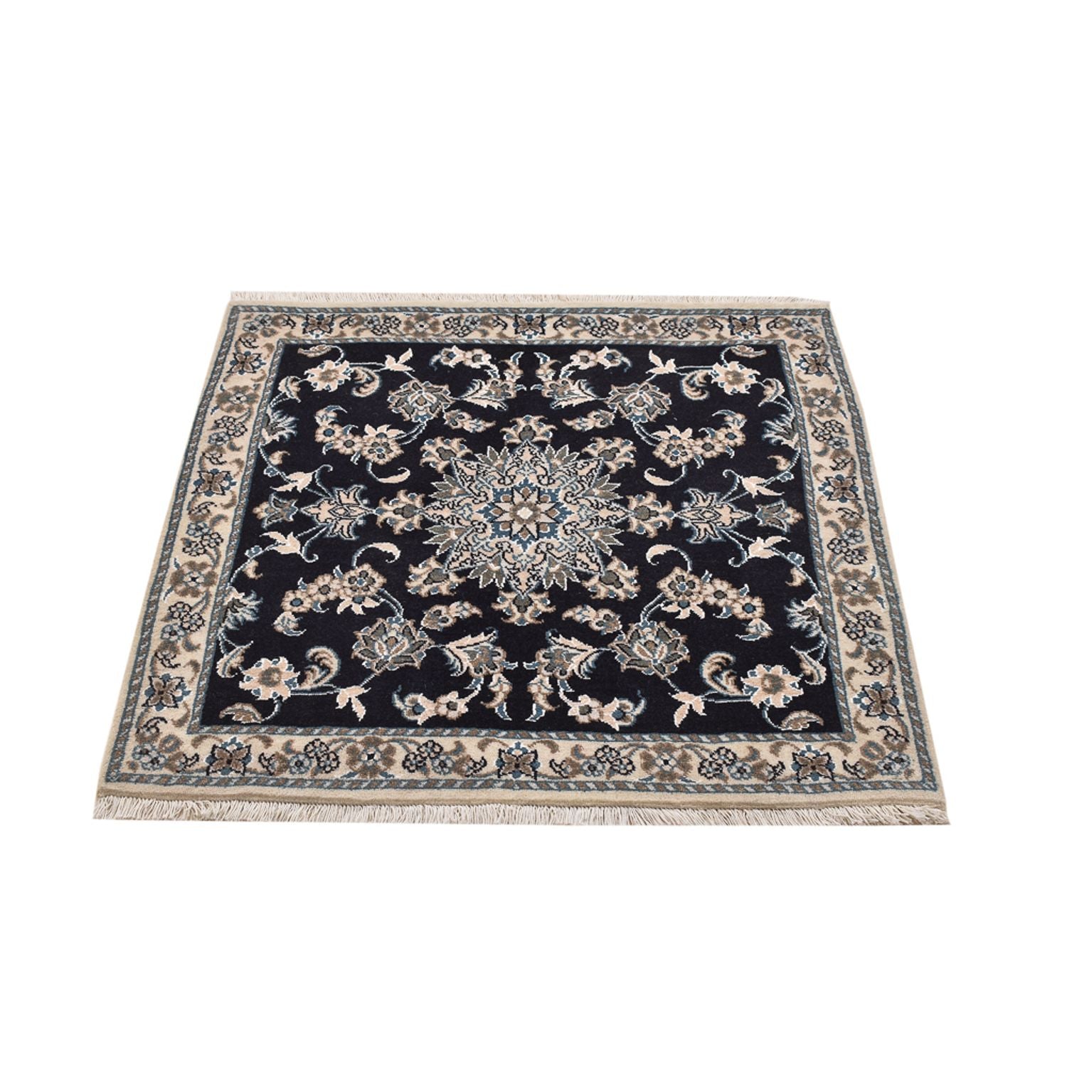 Tapis persan - Nain carré  - 100 x 100 cm - bleu foncé