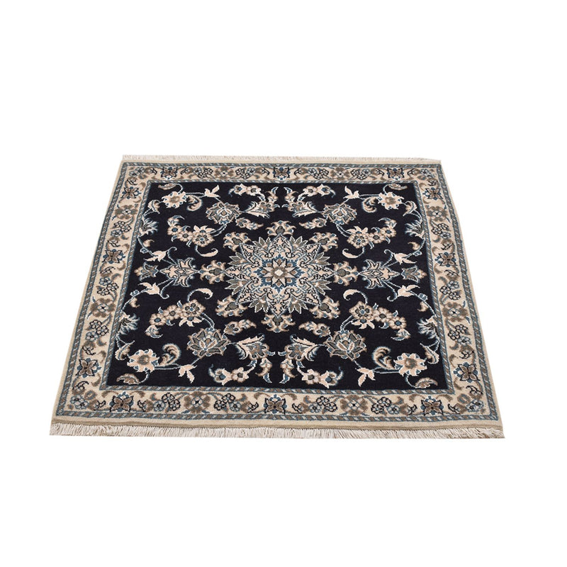 Tapis persan - Nain carré  - 100 x 100 cm - bleu foncé