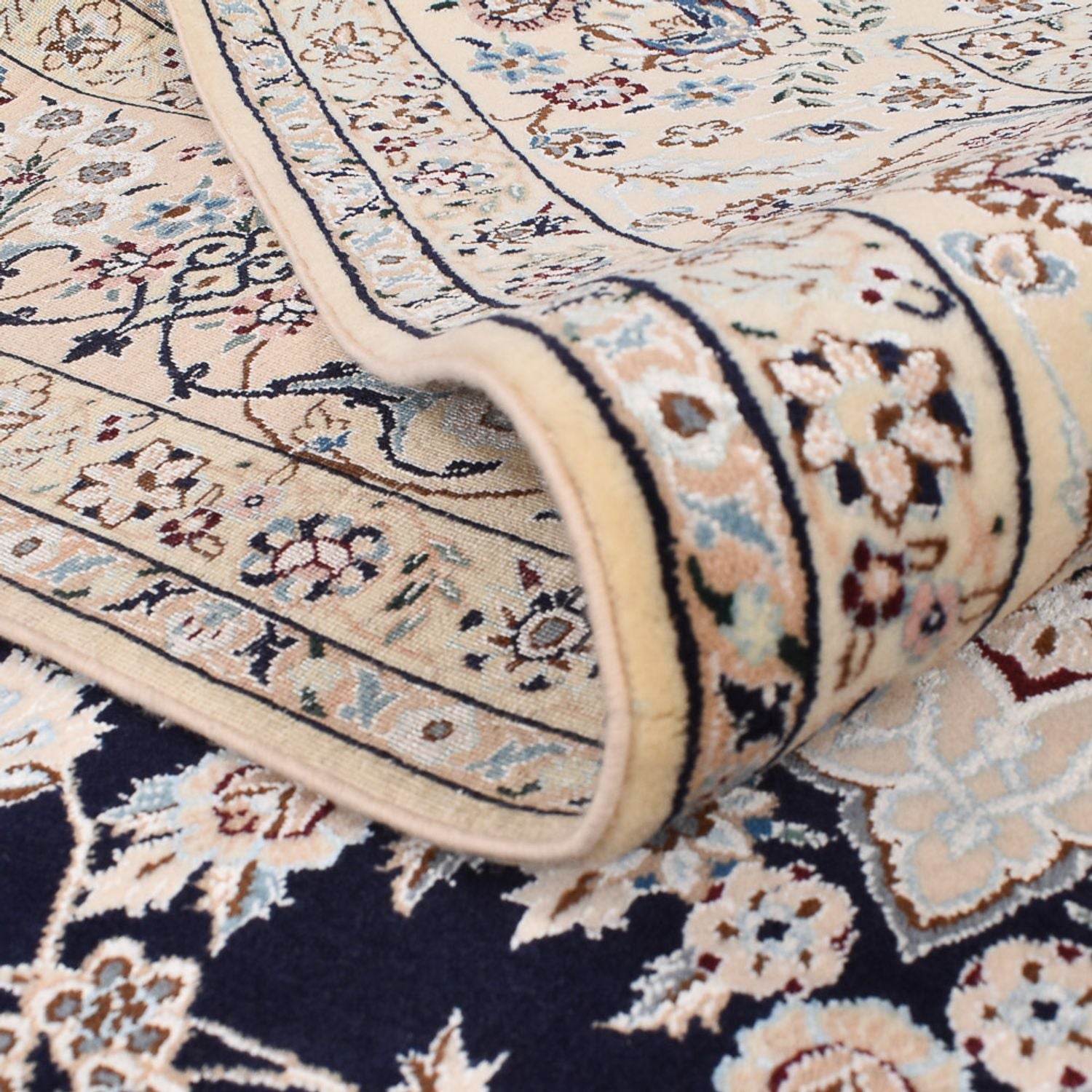 Tapis persan - Nain - Premium - 240 x 161 cm - bleu foncé