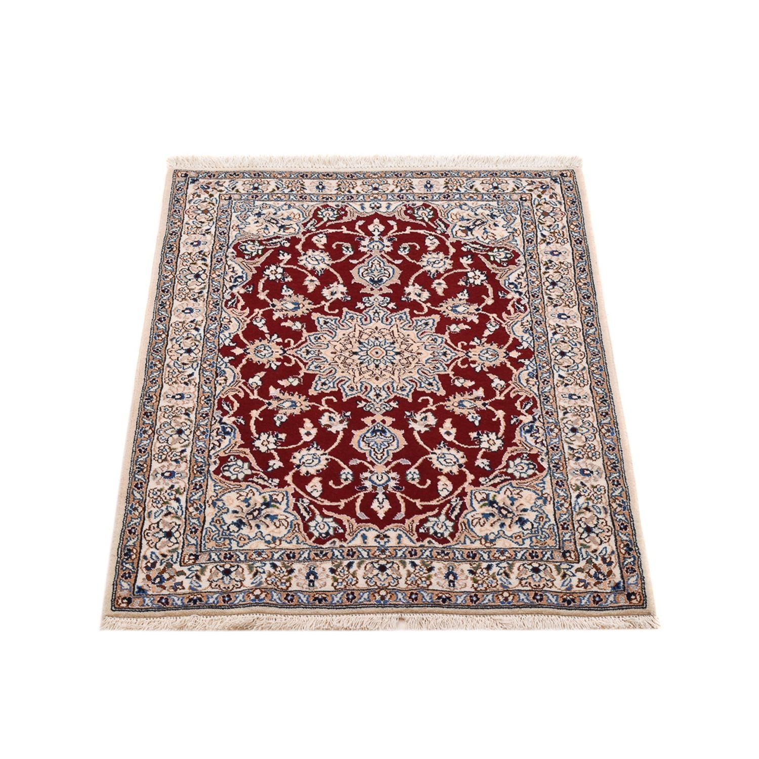 Tapis persan - Nain - Royal - 94 x 63 cm - rouge foncé