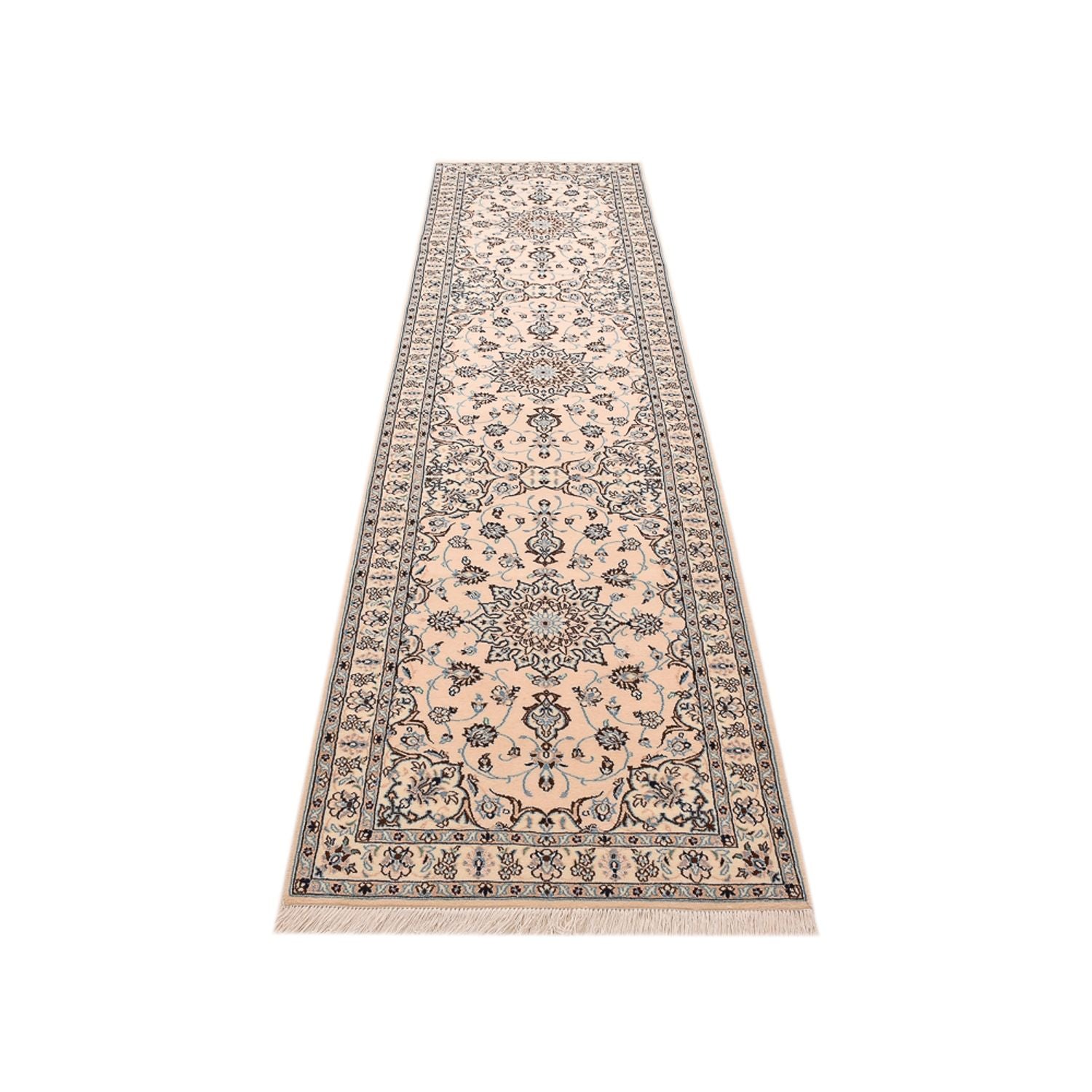 Tapis de couloir Tapis persan - Nain - Royal - 348 x 89 cm - blanc