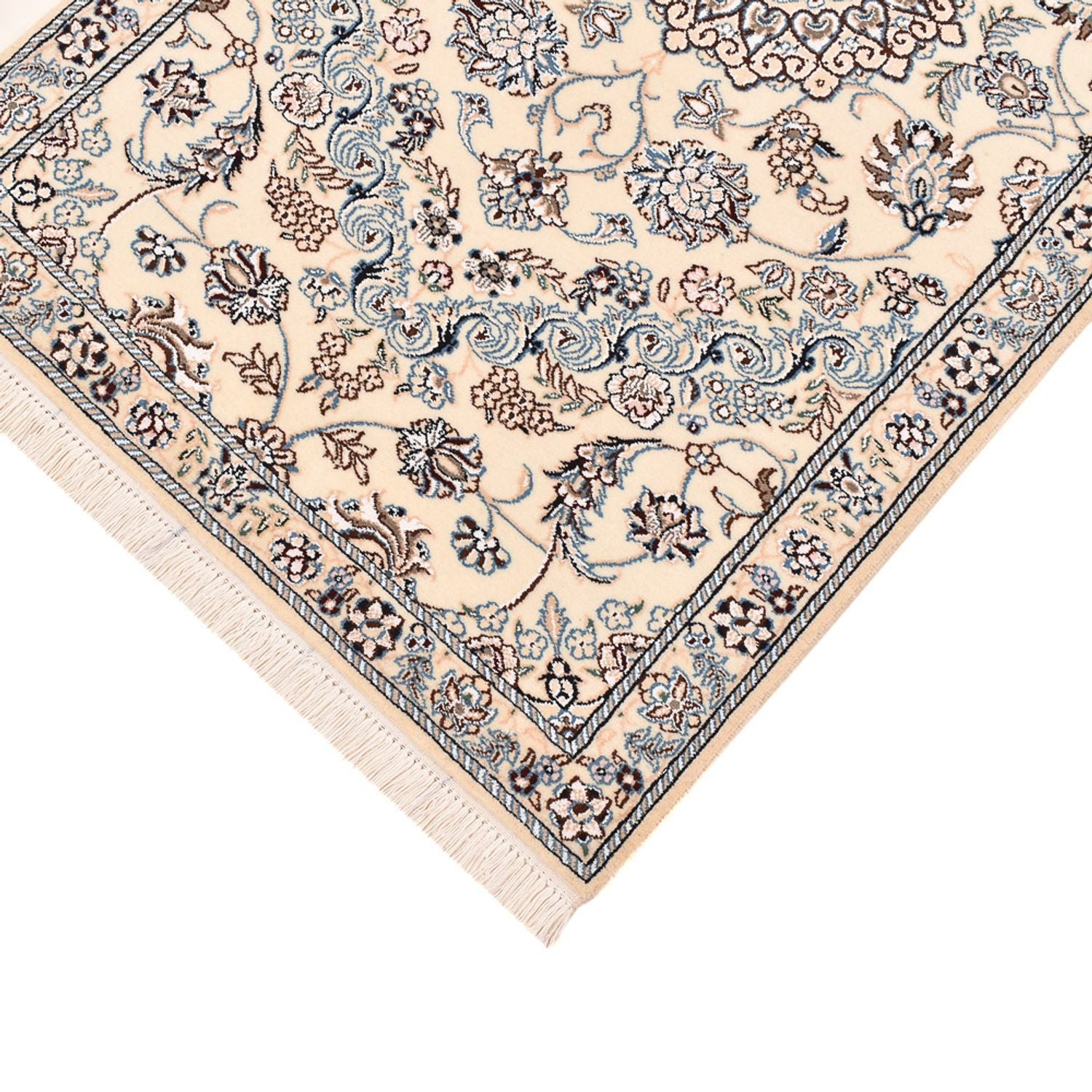Tapis de couloir Tapis persan - Nain - Royal - 303 x 86 cm - blanc