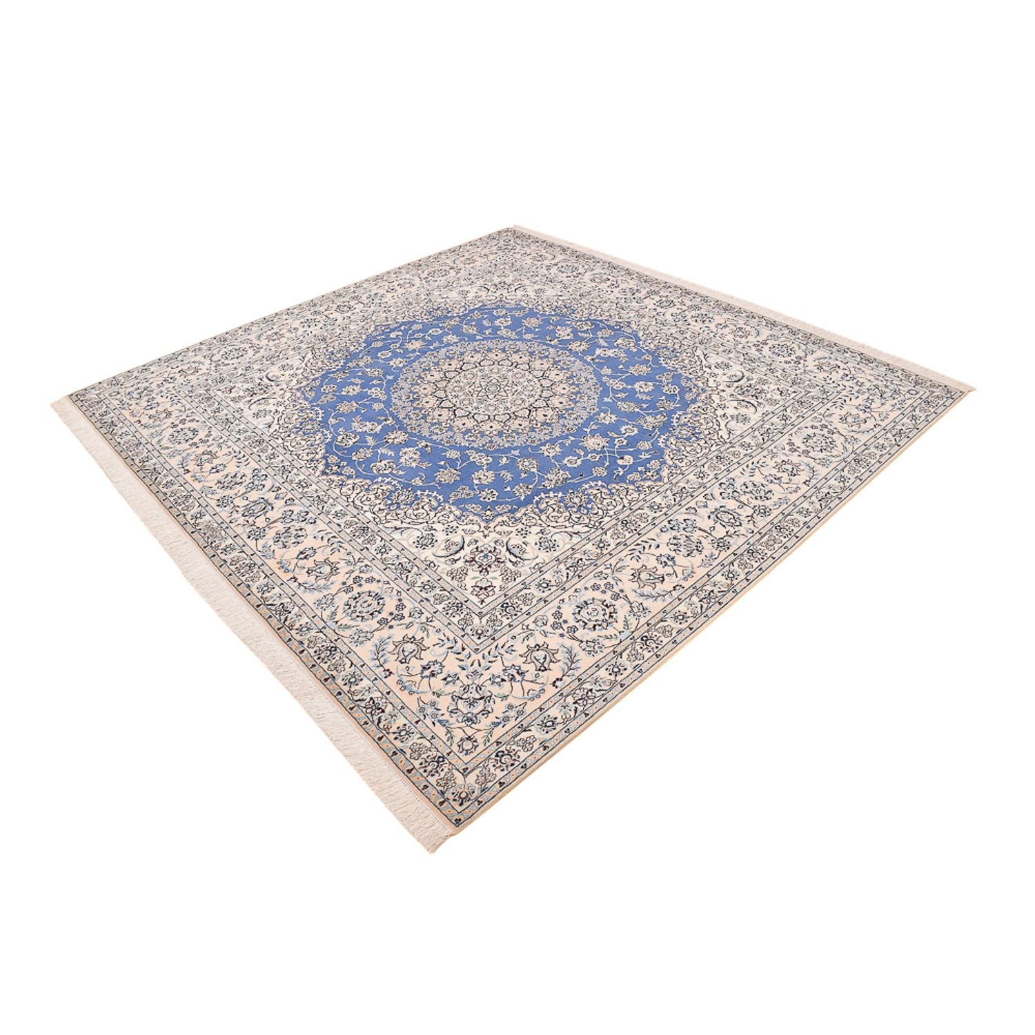 Tapis persan - Nain - Premium carré  - 246 x 253 cm - bleu