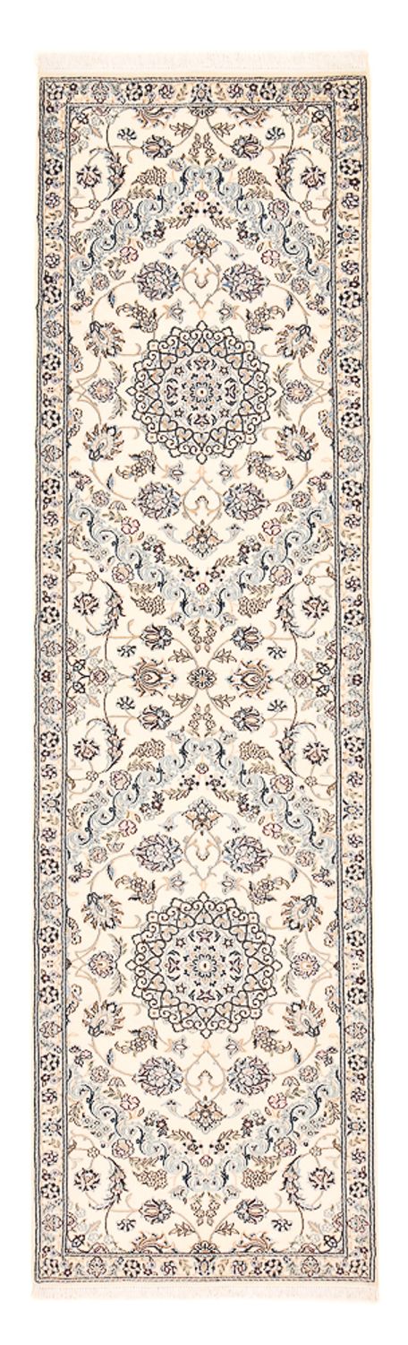 Tapis de couloir Tapis persan - Nain - Royal - 330 x 90 cm - blanc