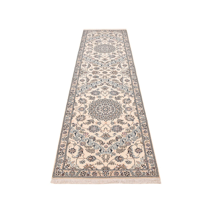 Tapis de couloir Tapis persan - Nain - Royal - 330 x 90 cm - blanc