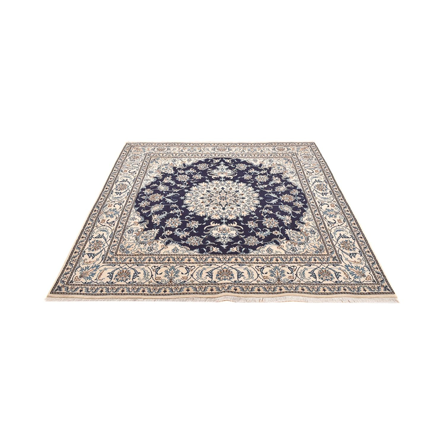 Tapis persan - Nain carré  - 208 x 200 cm - bleu foncé