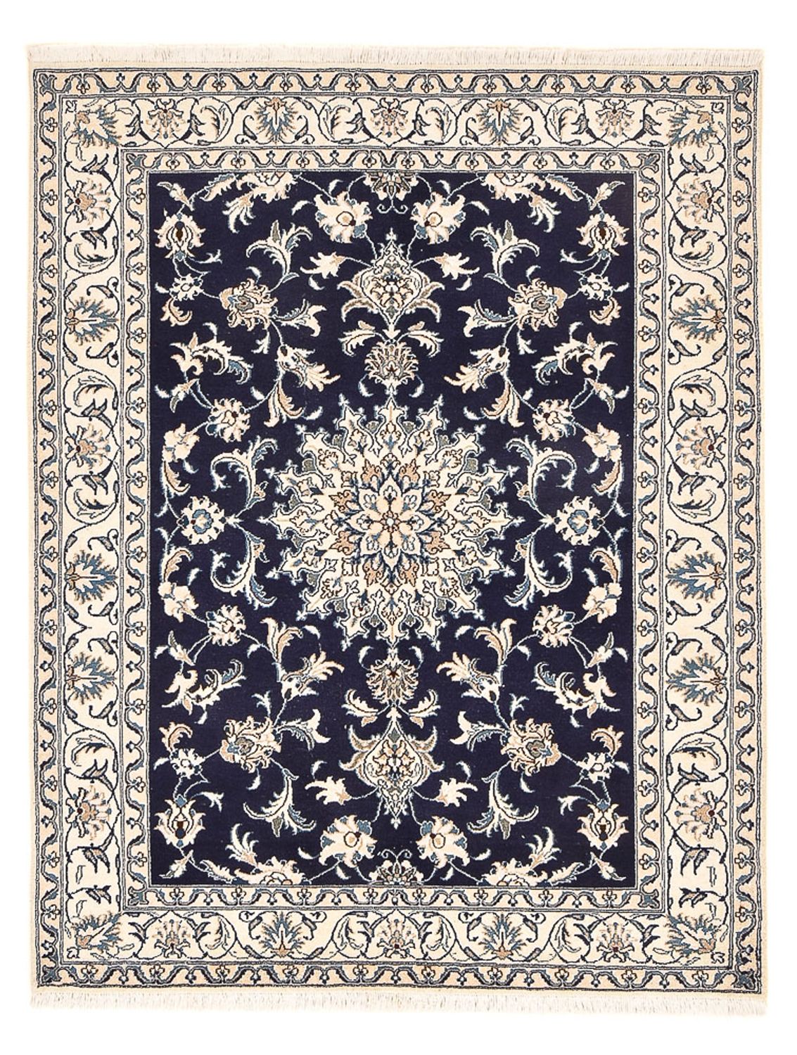 Tapis persan - Nain - 194 x 146 cm - bleu foncé