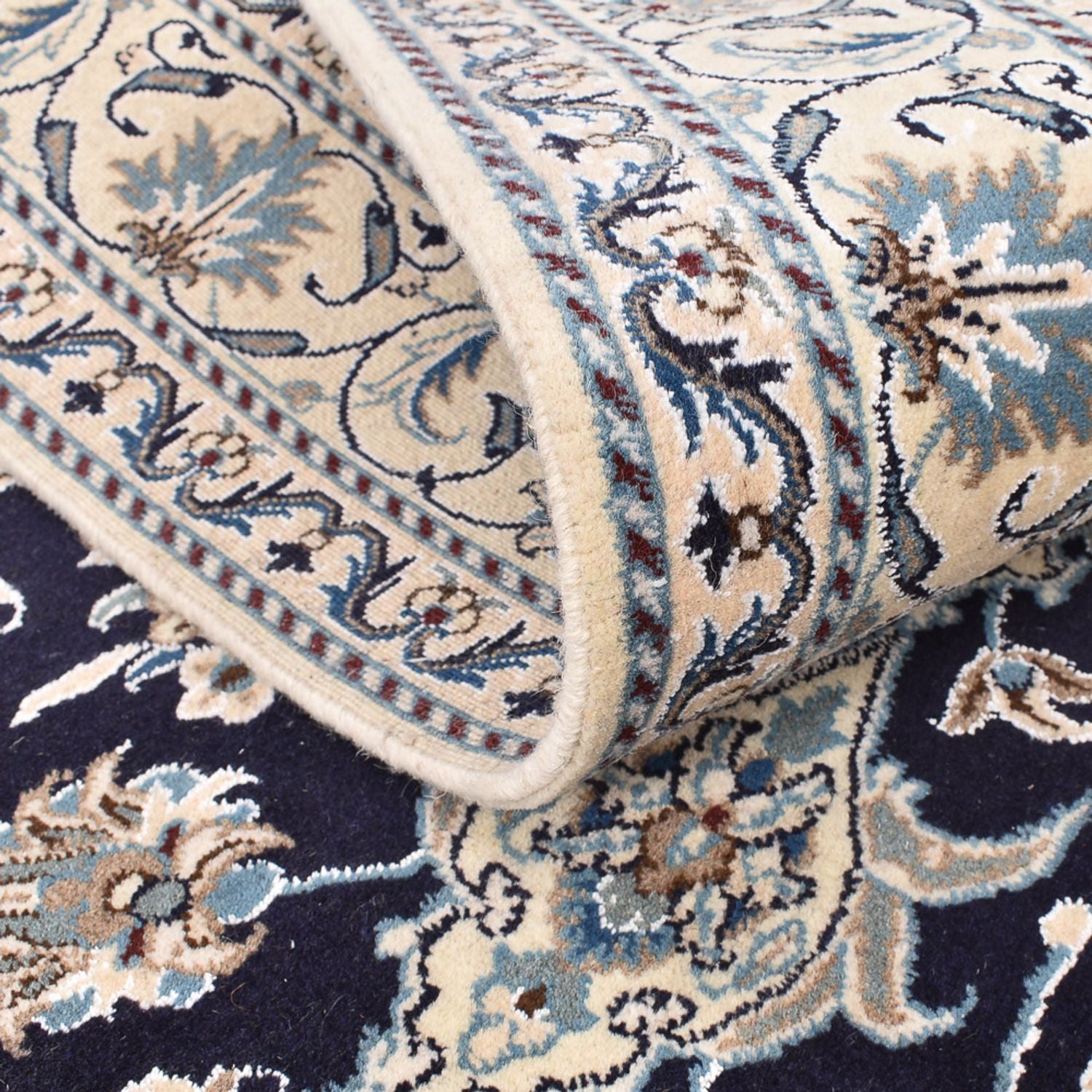 Tapis persan - Nain - 203 x 150 cm - bleu foncé