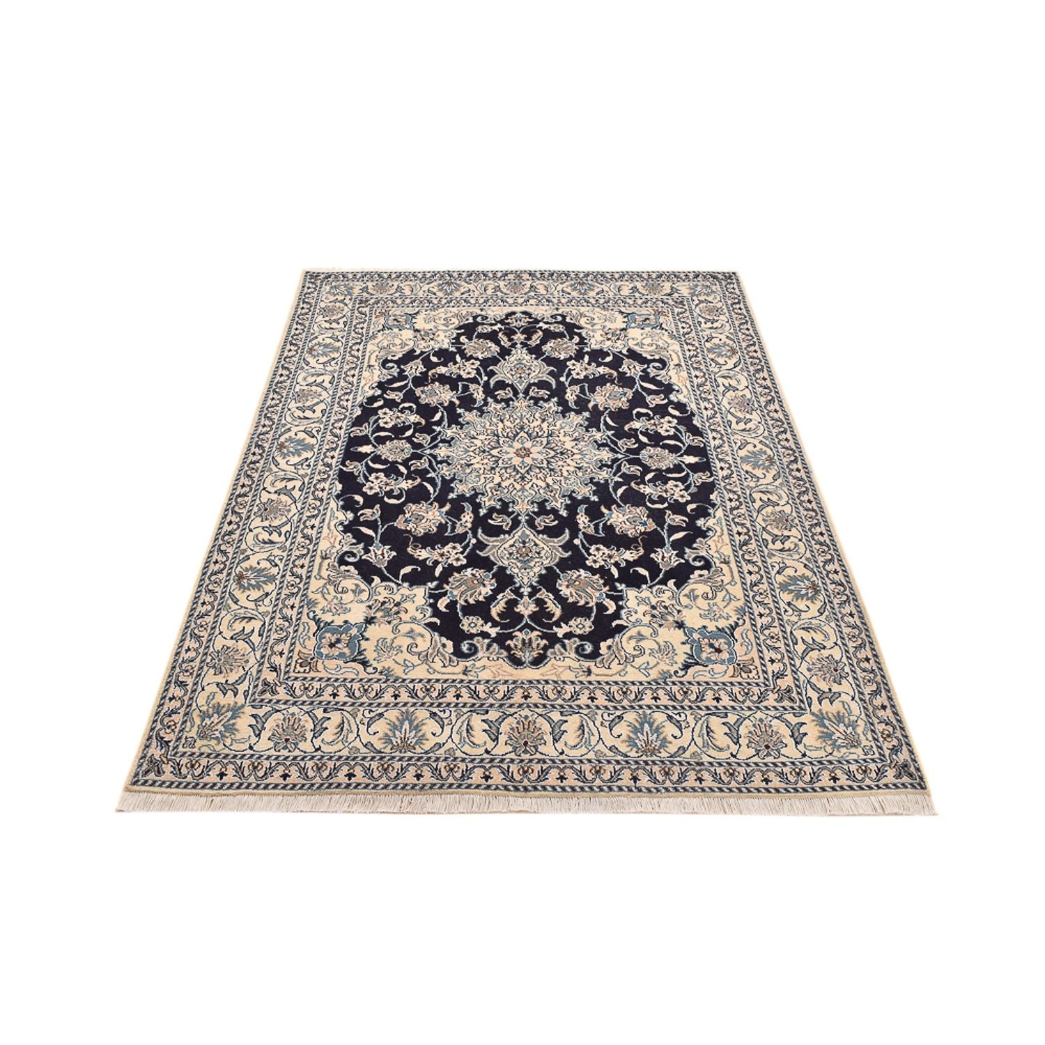 Tapis persan - Nain - 203 x 150 cm - bleu foncé
