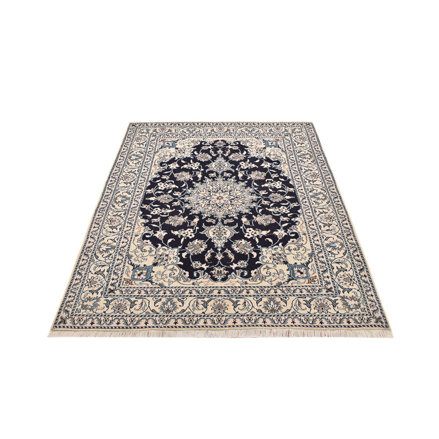 Tapis persan - Nain - 203 x 150 cm - bleu foncé