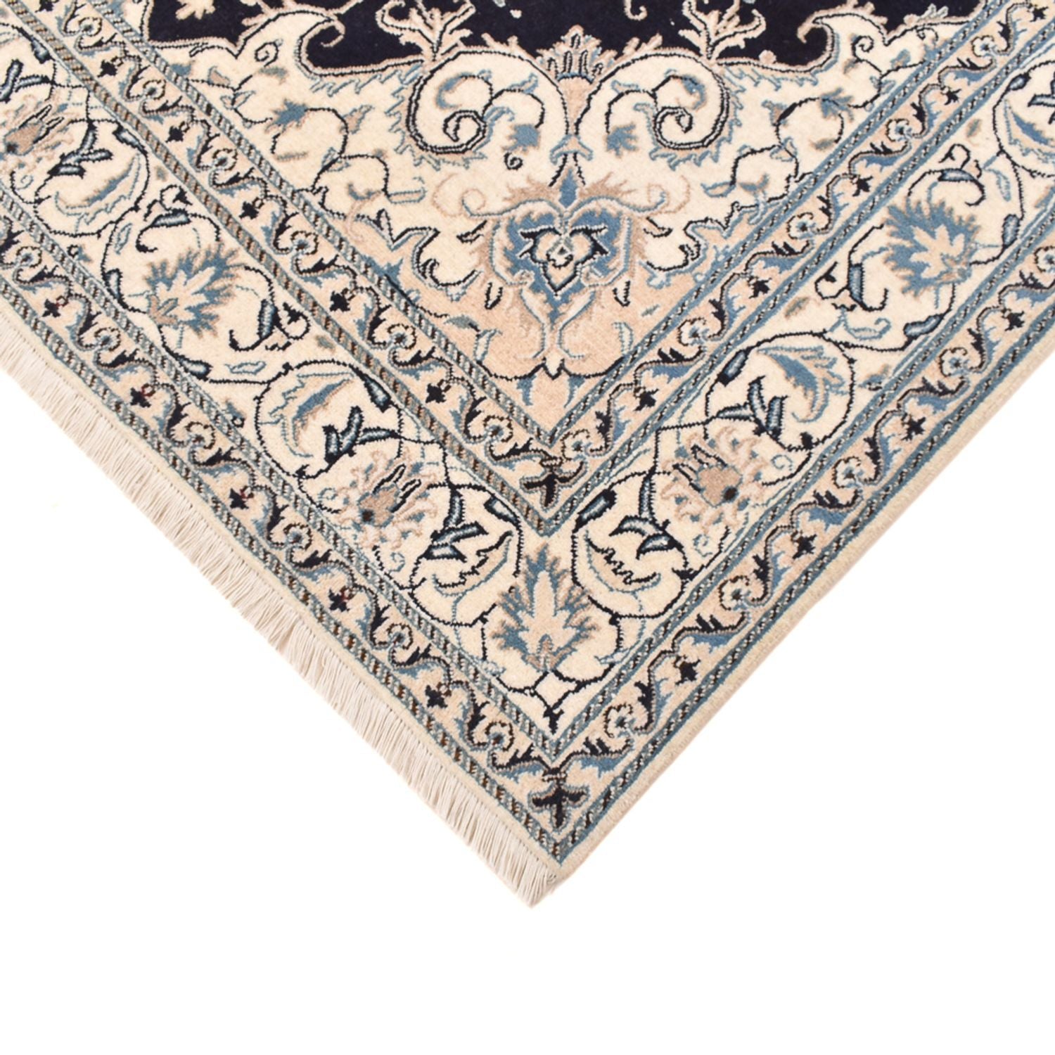 Tapis persan - Nain - 245 x 166 cm - bleu foncé