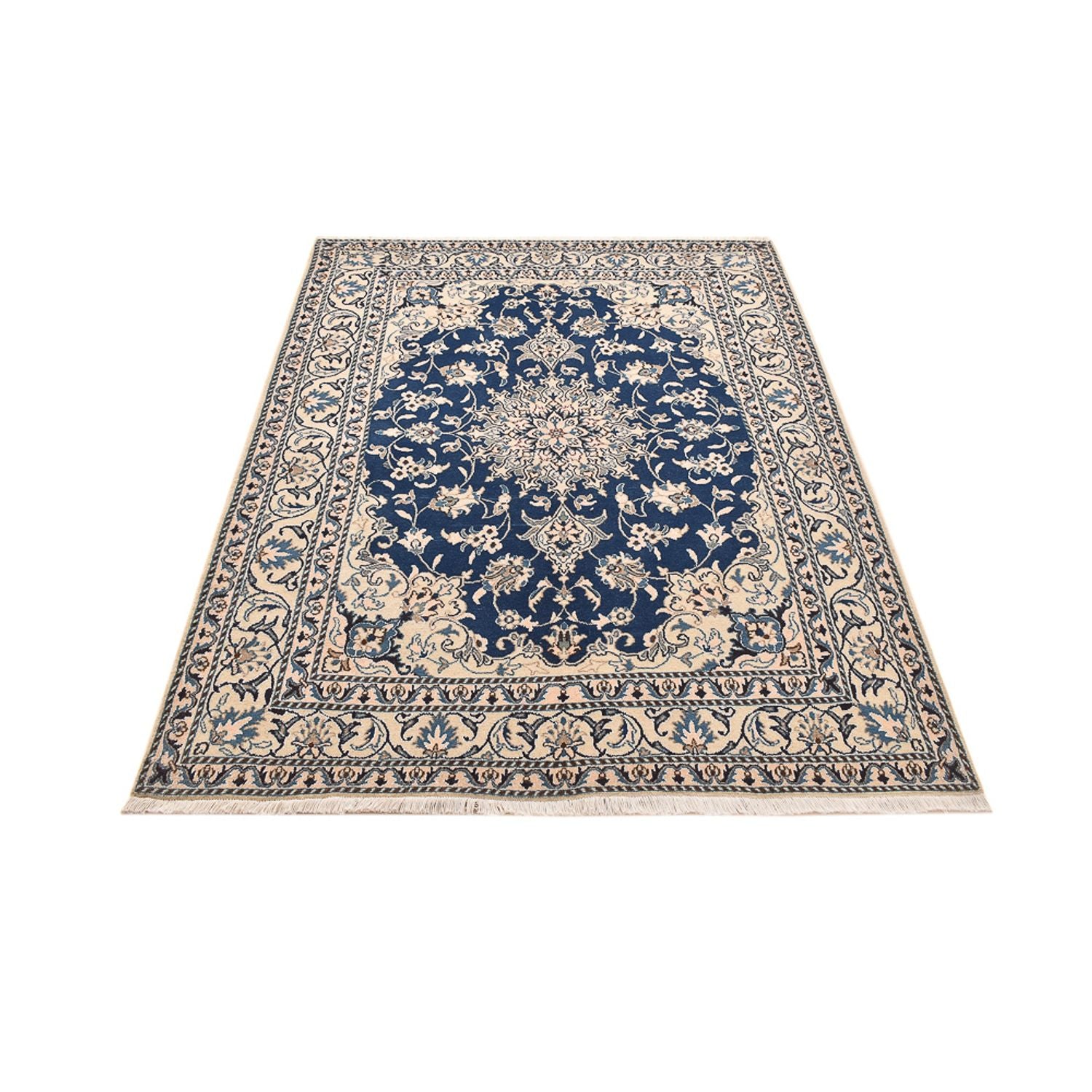 Tapis persan - Nain - 208 x 149 cm - bleu foncé