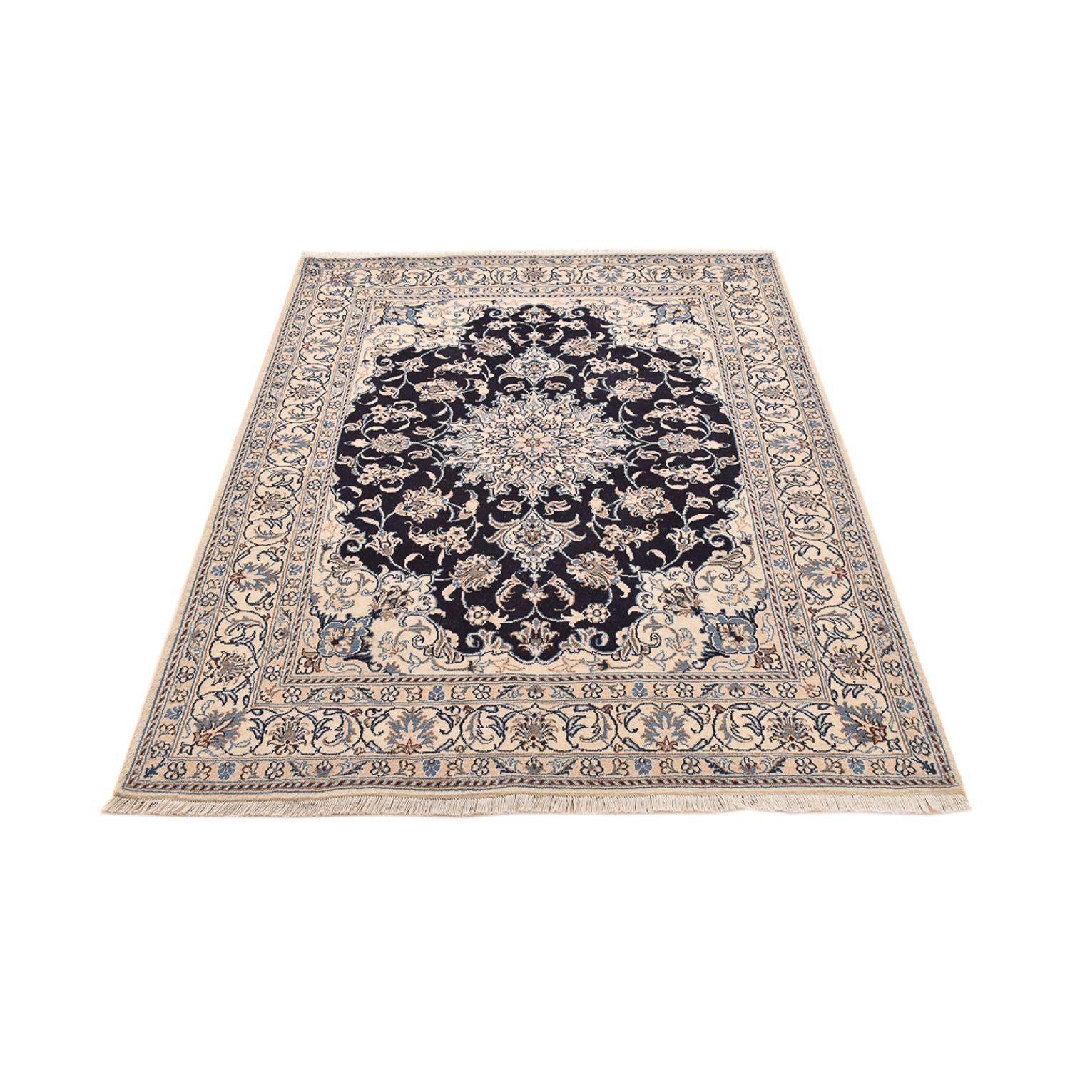 Tapis persan - Nain - 199 x 145 cm - bleu foncé