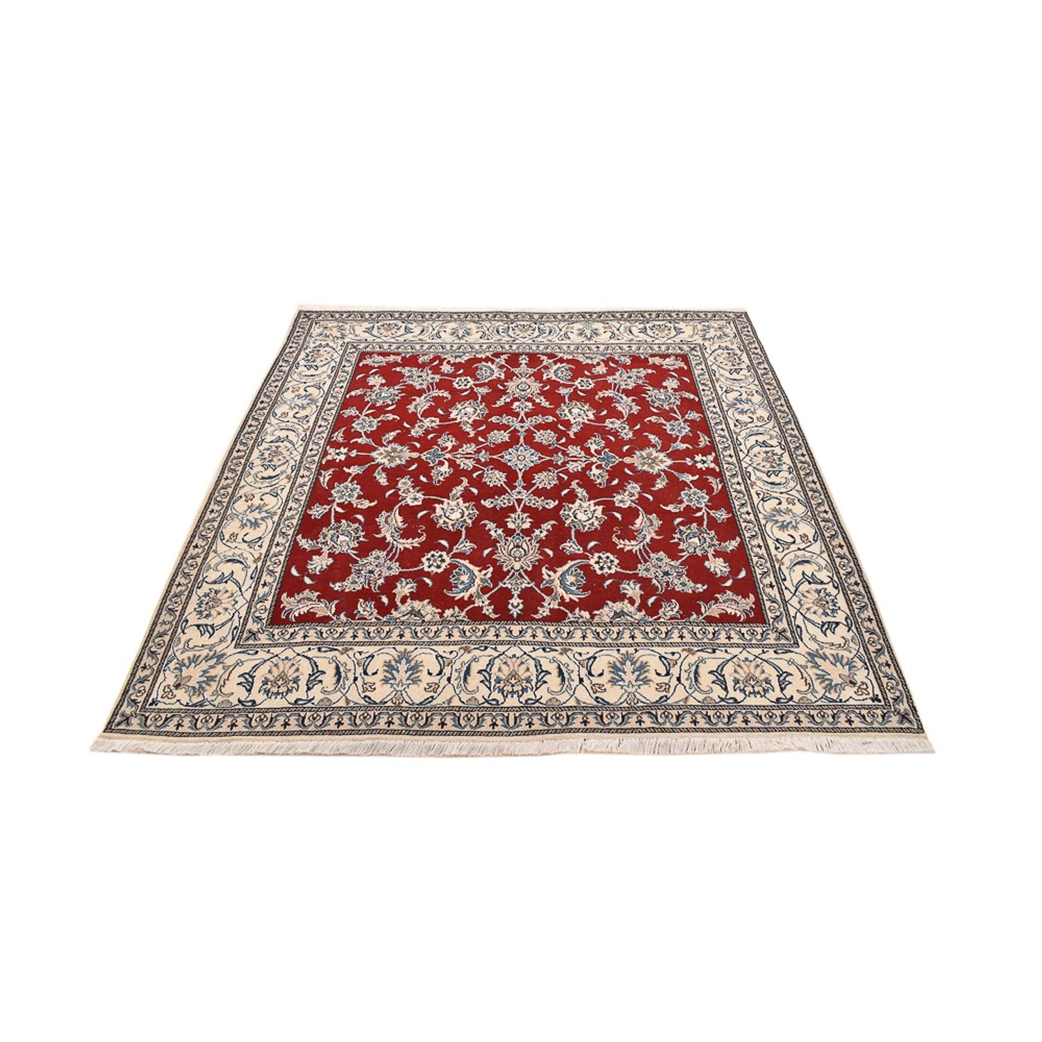 Tapis persan - Nain carré  - 203 x 193 cm - rouge