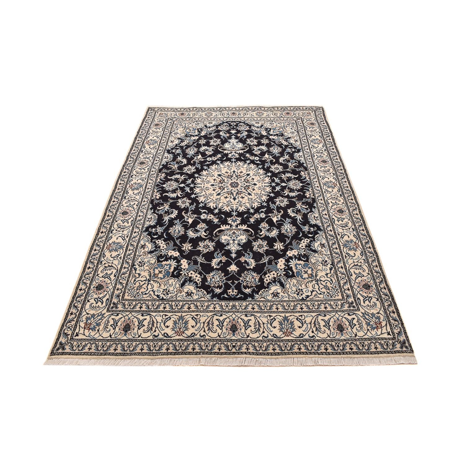 Tapis persan - Nain - 252 x 161 cm - bleu foncé