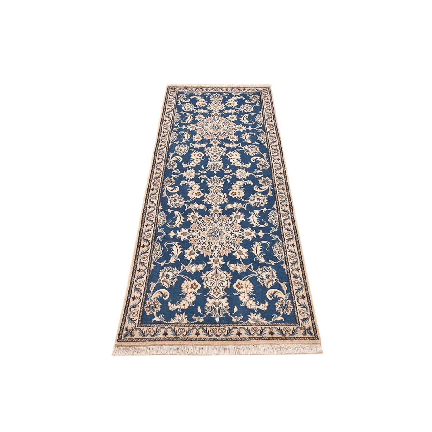Tapis de couloir Tapis persan - Nain - 209 x 78 cm - bleu