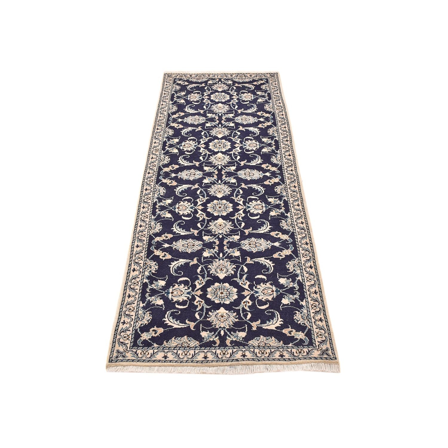 Tapis de couloir Tapis persan - Nain - 241 x 79 cm - bleu foncé