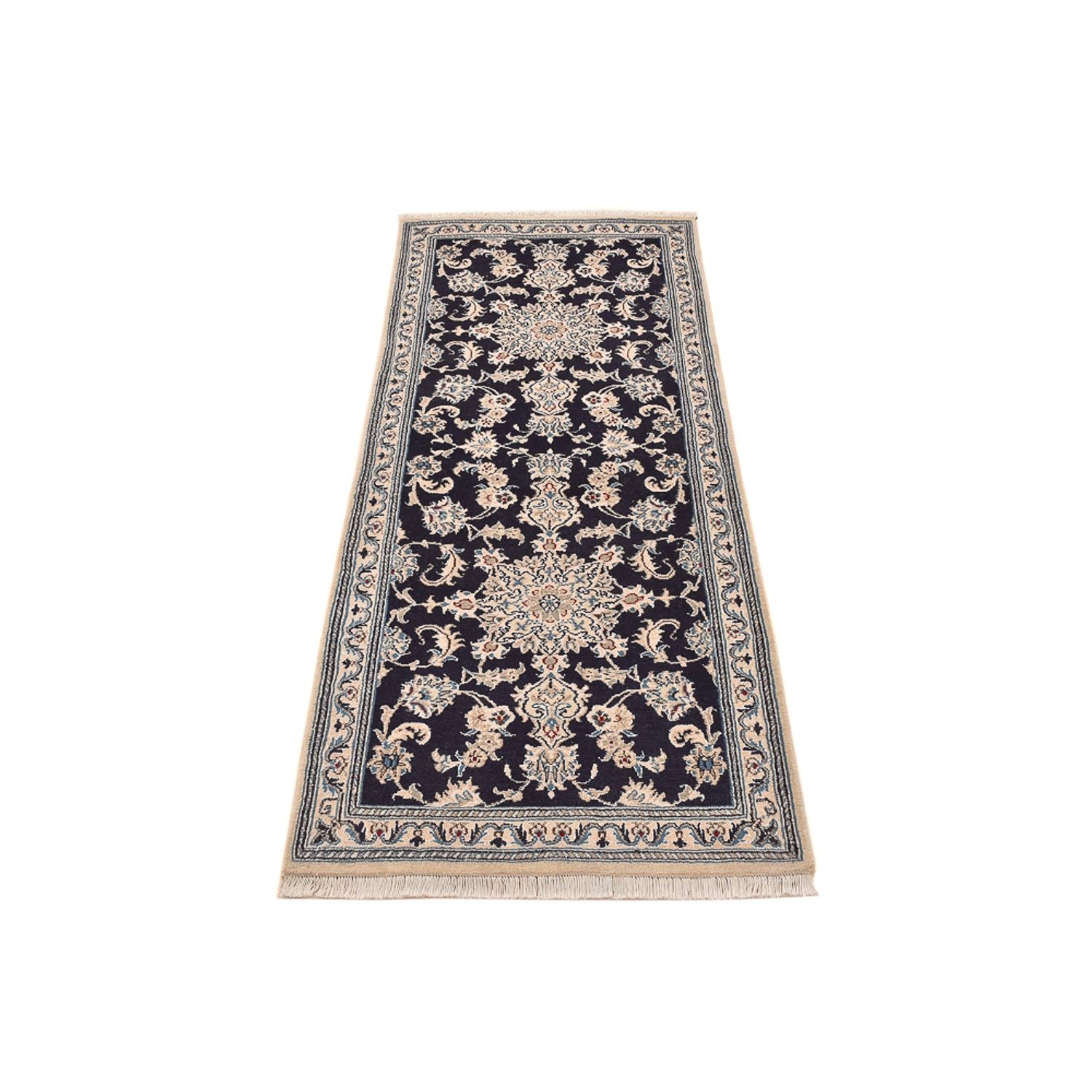 Tapis de couloir Tapis persan - Nain - 206 x 77 cm - bleu foncé