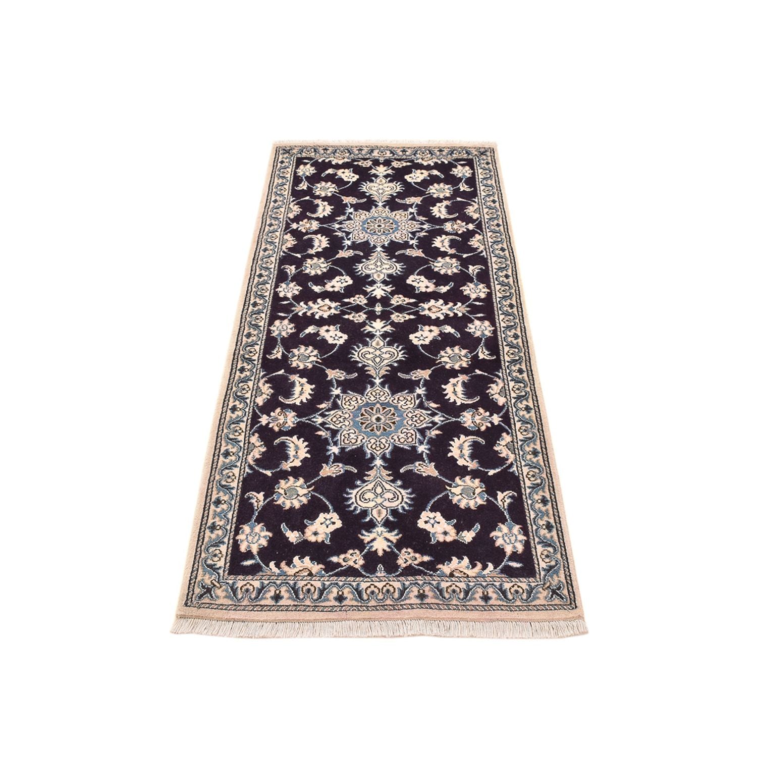 Tapis de couloir Tapis persan - Nain - 200 x 78 cm - bleu foncé